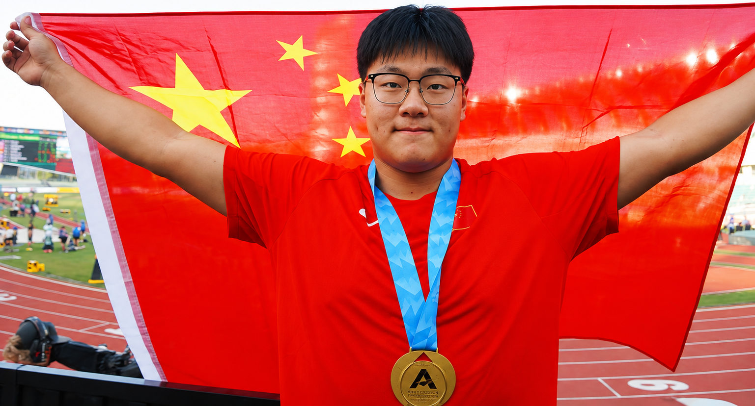 Chen Jiawei competing in the men's hammer throw at the 21st World Athletics U20 Championships